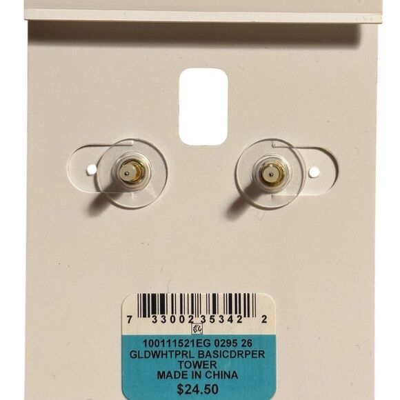 Charter Club Gold tone imitation 1.5” Pearl Drop Earrings - Picture 4 of 4